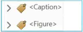 Screenshot of the tags panel showing the 'Caption' and 'Figure' tag, each with its tag symbol.