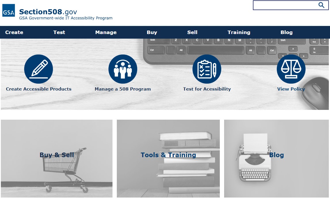 Screenshot of Section508.gov homepage